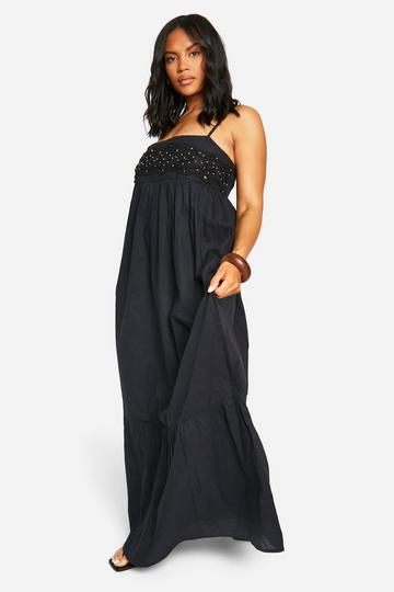 Plus Beaded Maxi Dress black