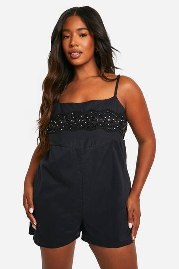 Plus Bead Embellished Playsuit black