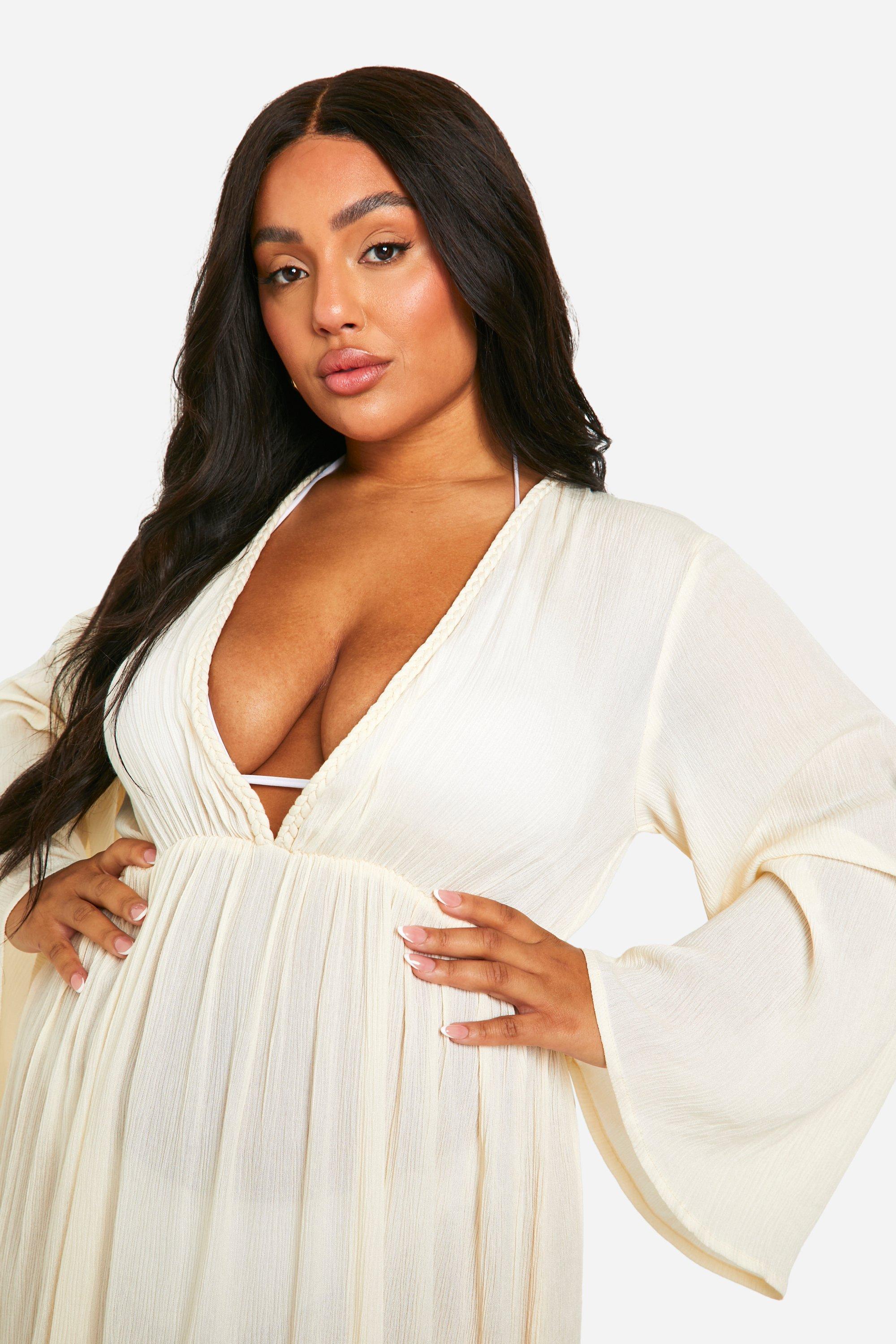 Plus Cheesecloth Batwing Maxi Dress