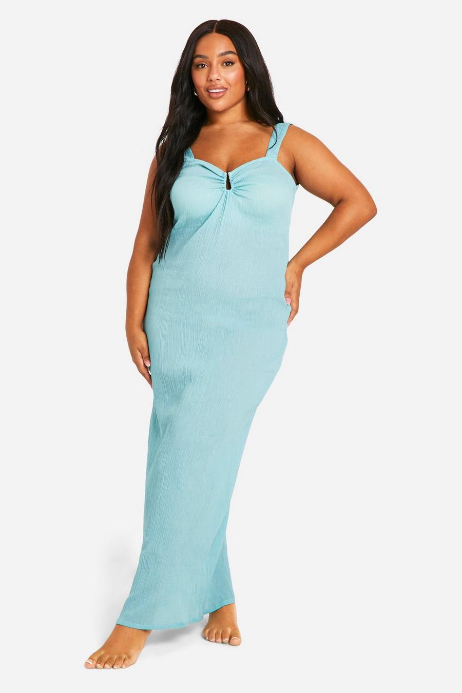 Turquoise Plus Maxi Beach Dress image number 1