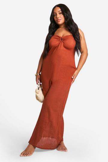 Plus Maxi Beach Dress rust