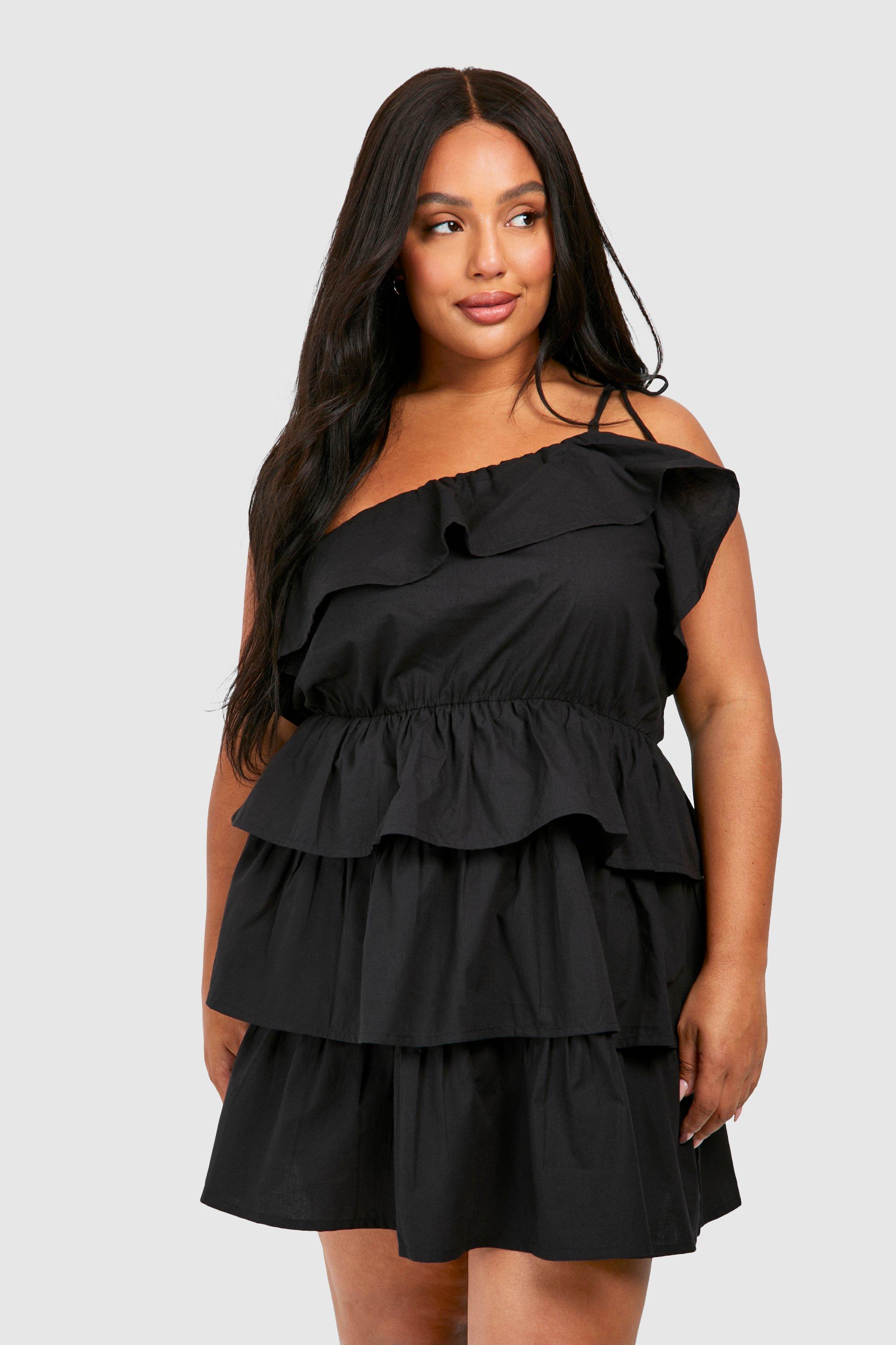 Black tiered mini dress hotsell