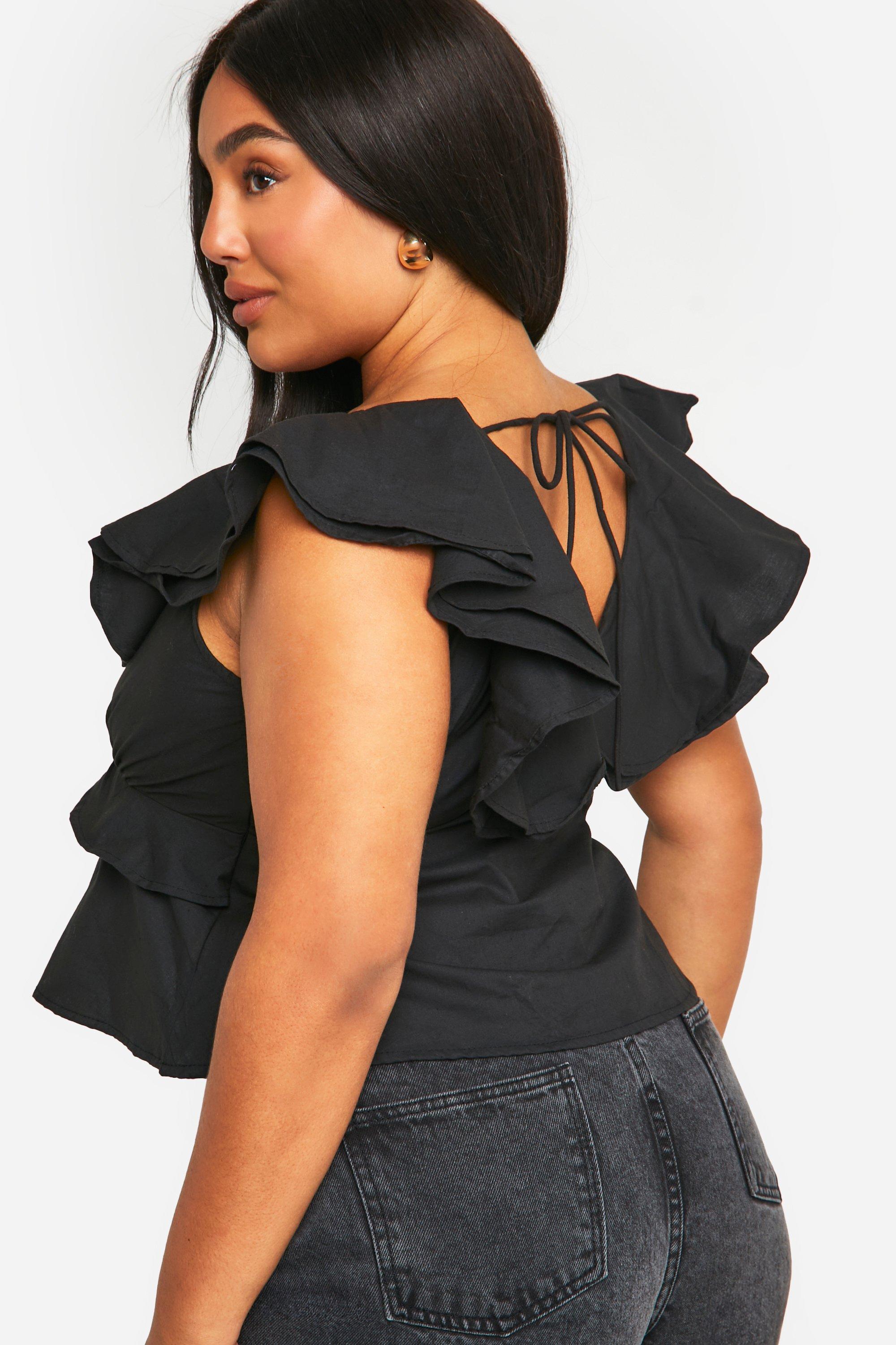 Plus Ruffle Tie Back Top