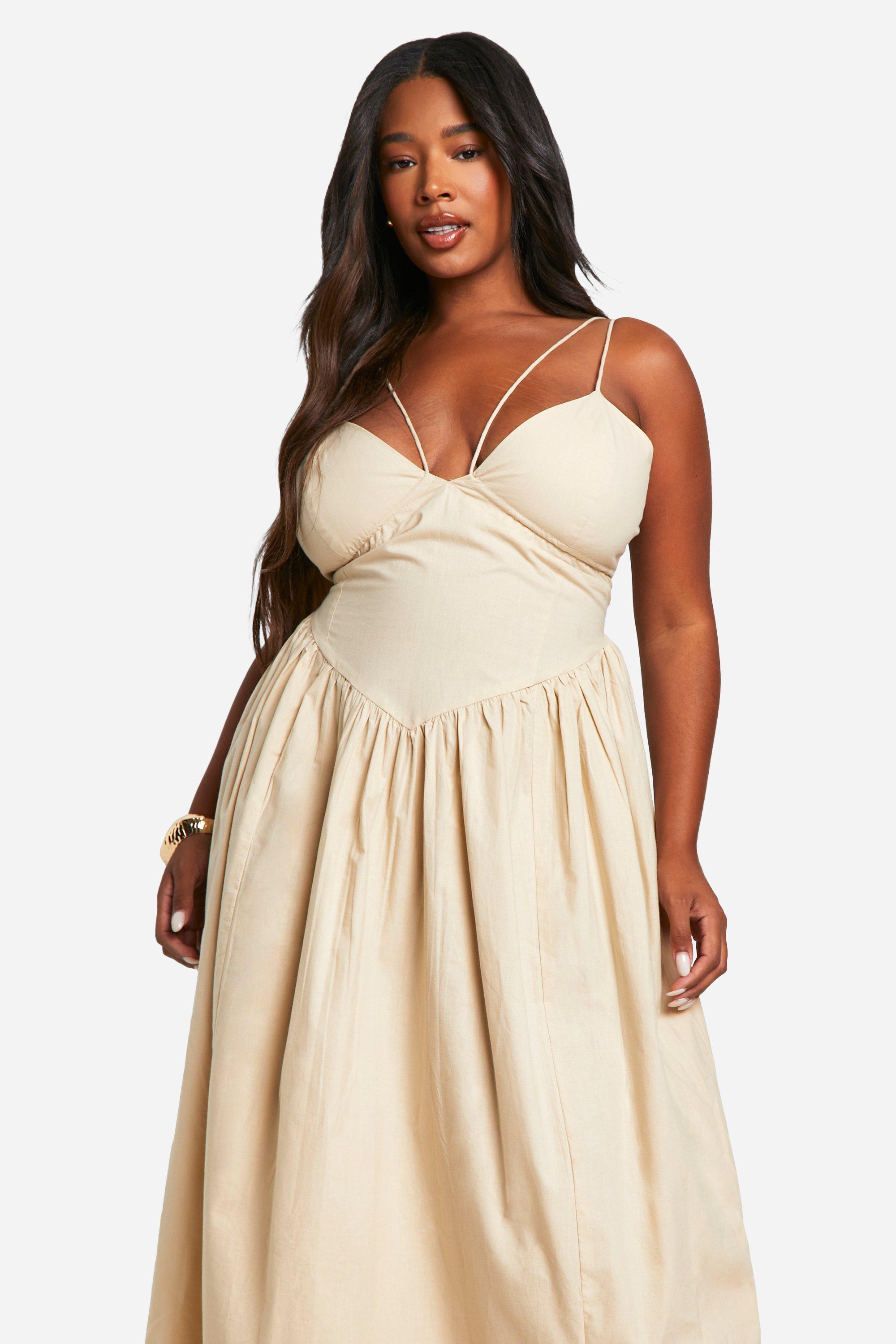 Plus Cotton Strappy Maxi Dress boohoo NZ