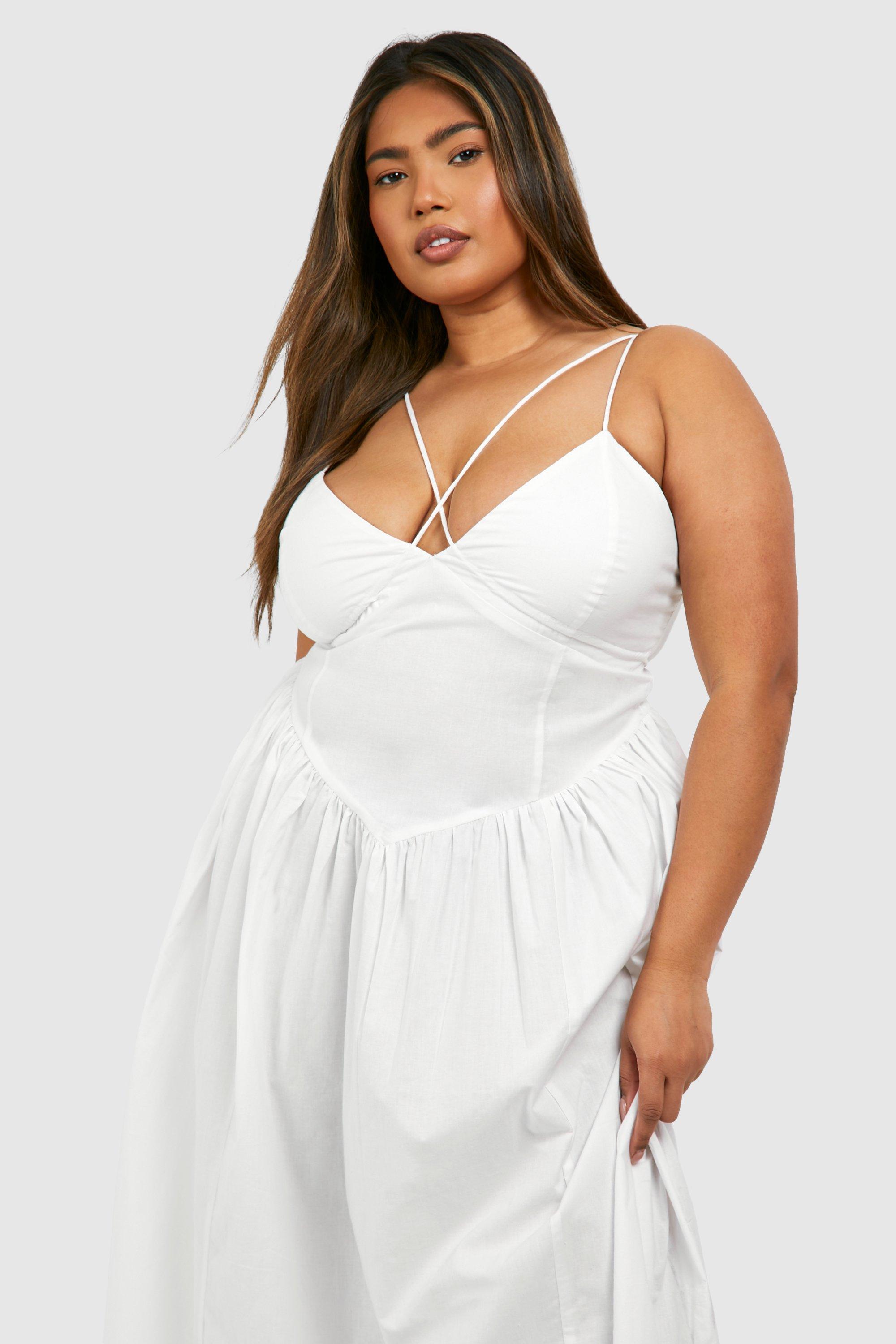 Plus size white cotton dress best sale