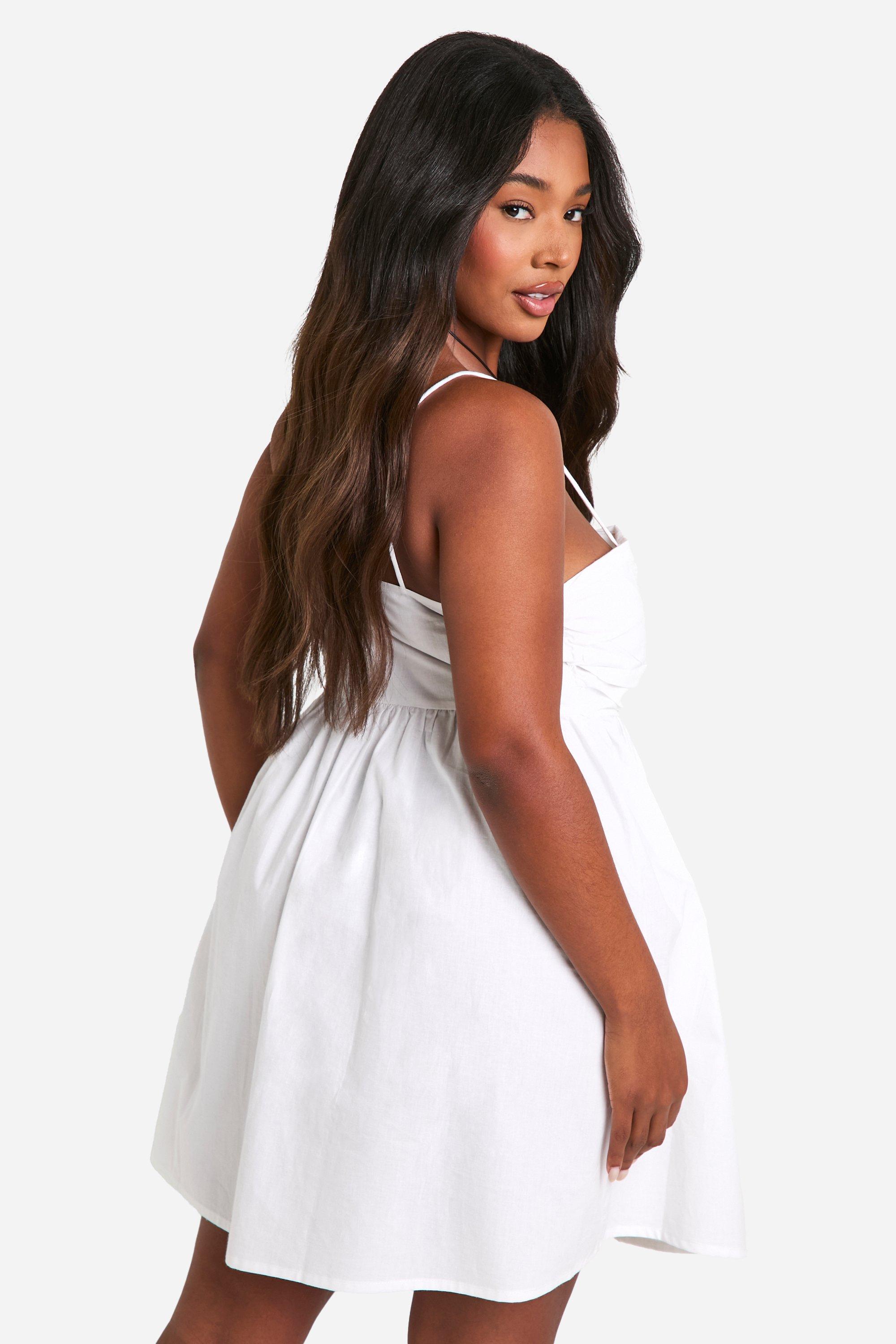 Grande taille Robe patineuse froncee en coton
