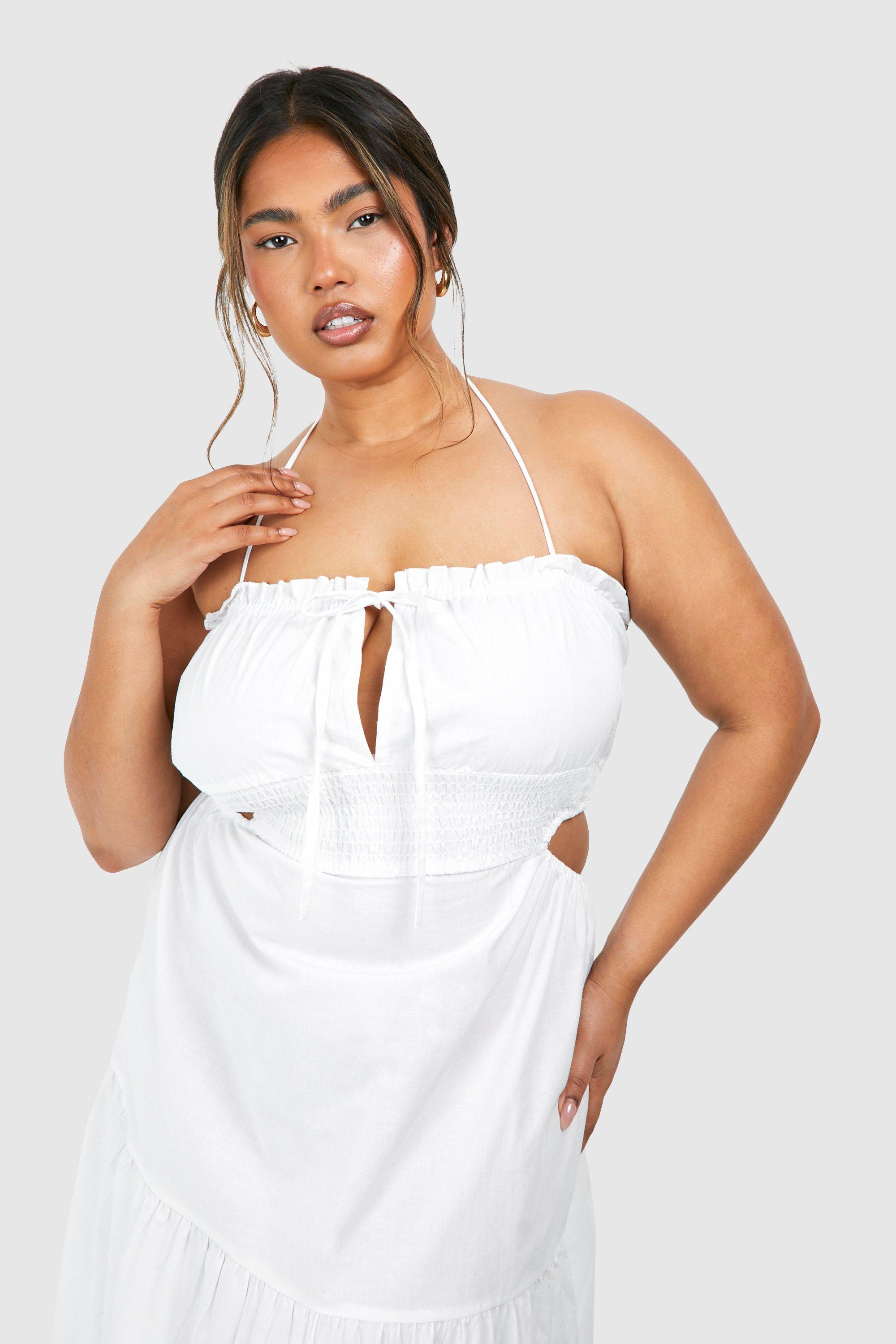 Boohoo curve white dress best sale