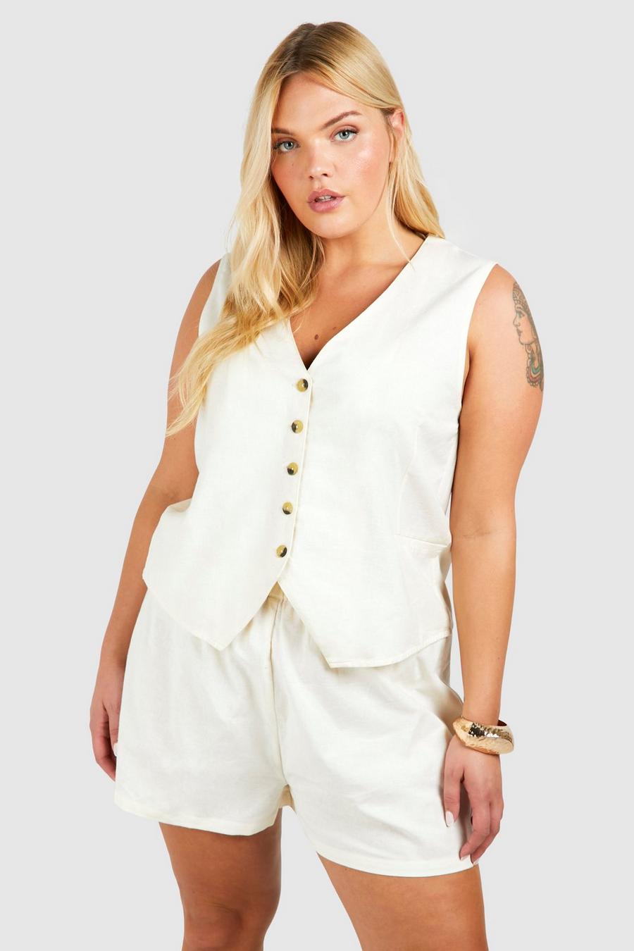 Ivory Plus Linnen Mix Gilet image number 1