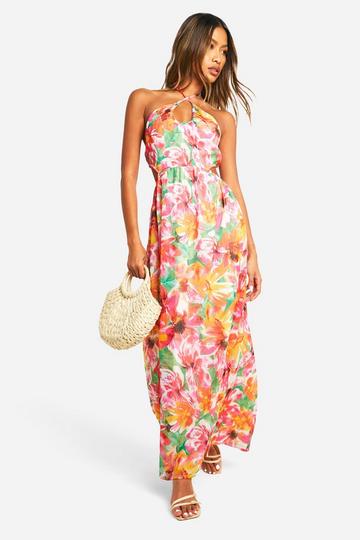 Tropical Halterneck Maxi Dress multi