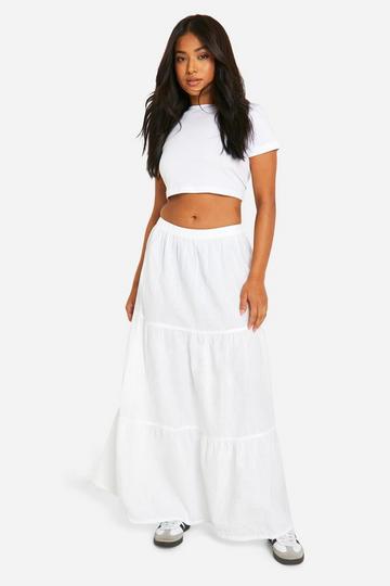 Petite Tiered Maxi Skirt white