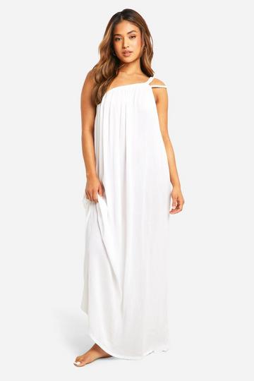 White Petite Plait Trim Beach Maxi Dress