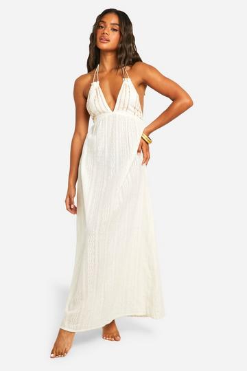 Beaded Tassel Maxi Beach Dress cream