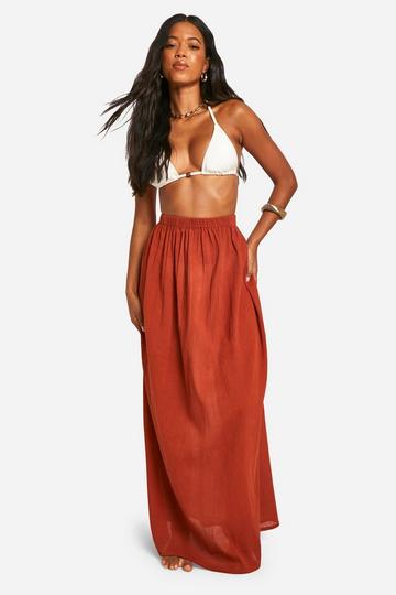 Textured Maxi Beach Skirt rust