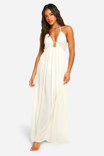 Halter Neck Maxi Dress cream