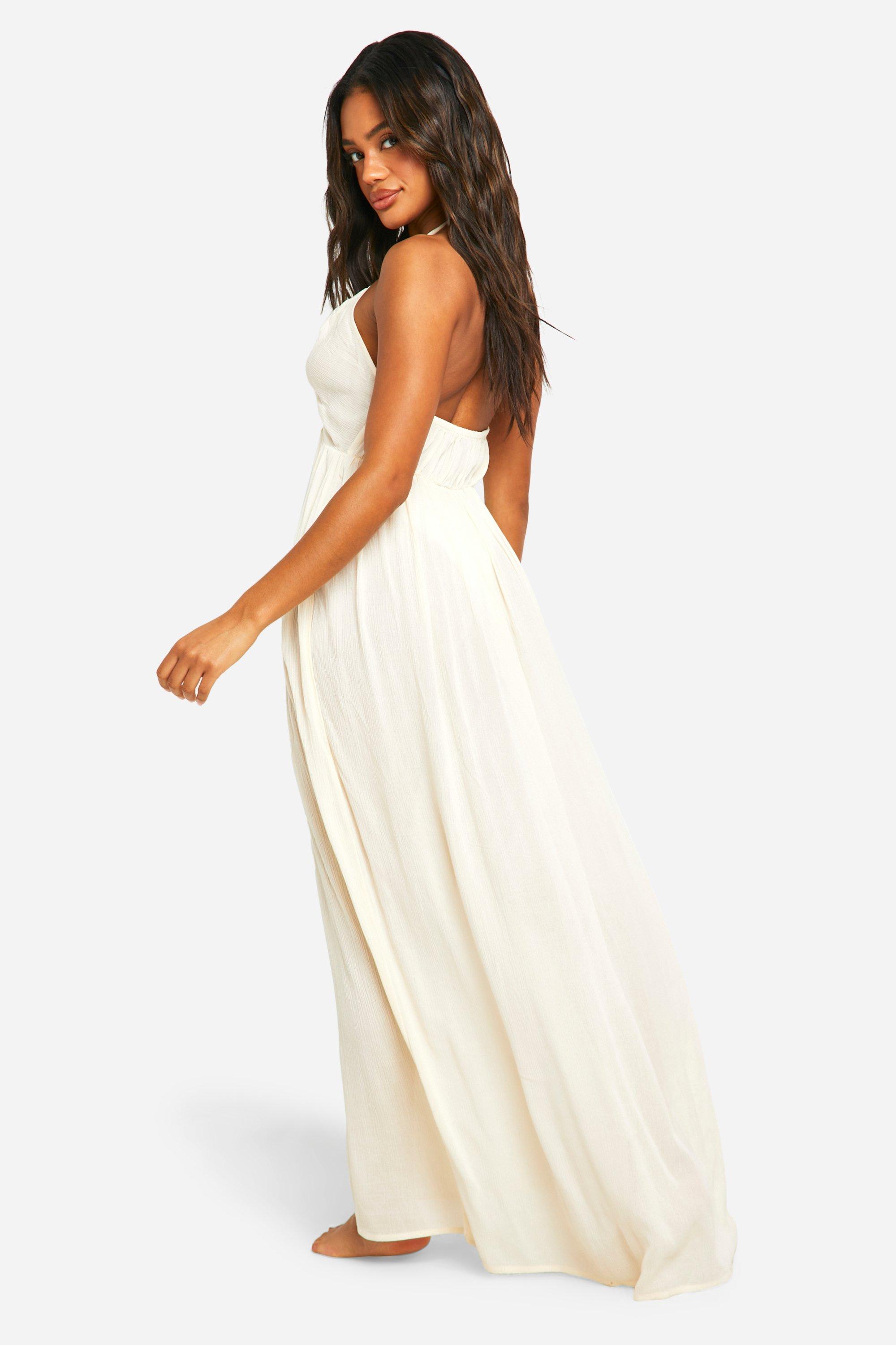 Cream halter dress best sale