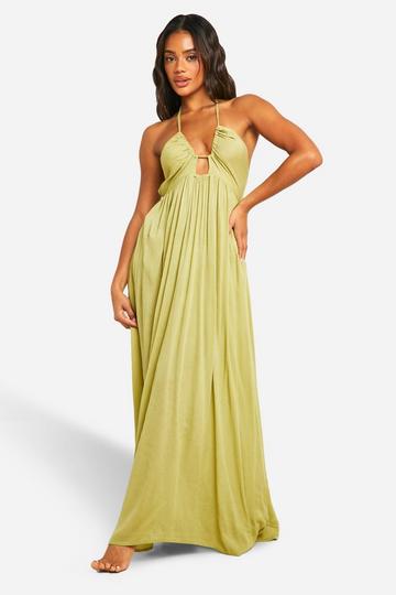 Halter Neck Maxi Dress olive