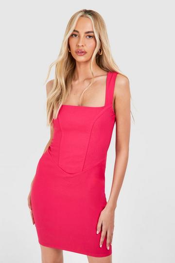 Tall Bengaline Strappy Corset Mini Dress fuchsia