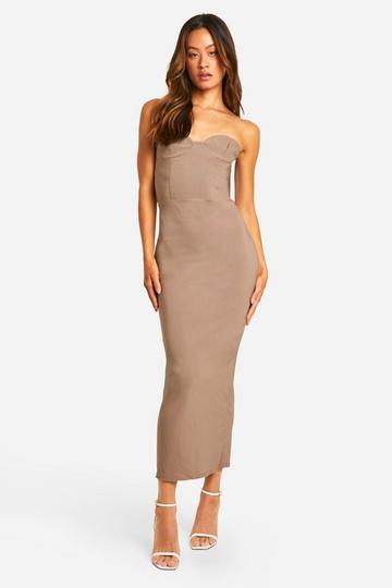 Tall Bengaline Bandeau Midi Dress taupe