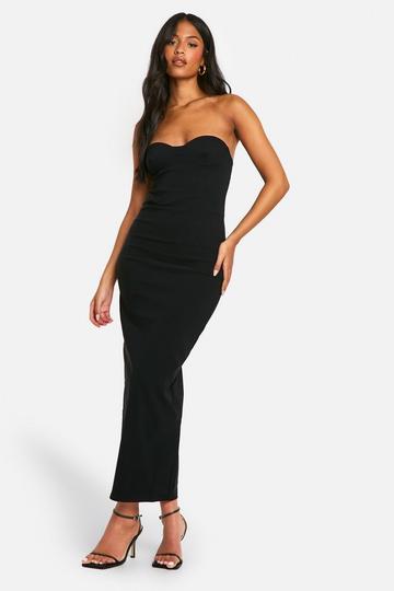 Black Tall Bengaline Bandeau Midi Dress