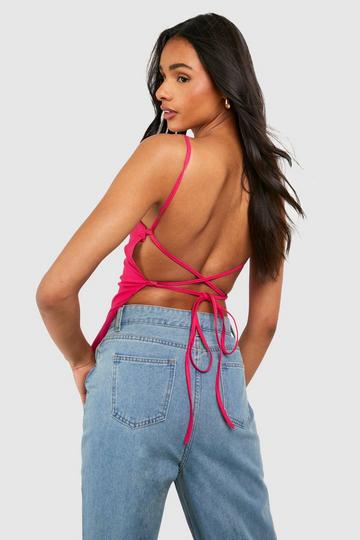 Tall Bengaline Strappy Open Back Cami fuchsia