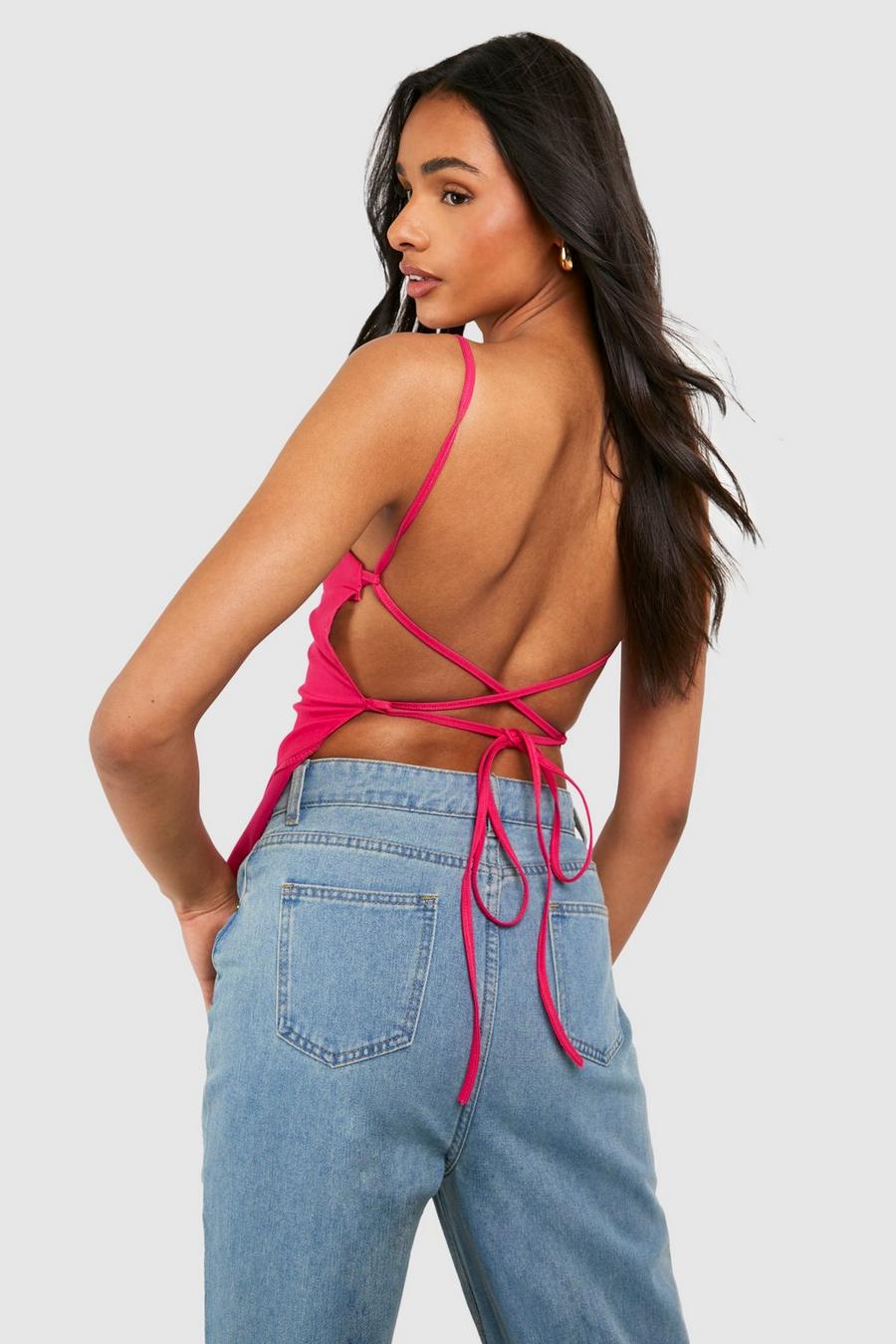 Fuchsia Tall Bengaline Strappy Open Back Cami   image number 1