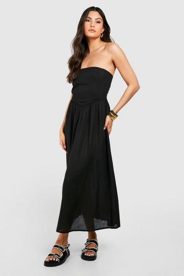 Linnen Strapless Midaxi Jurk black