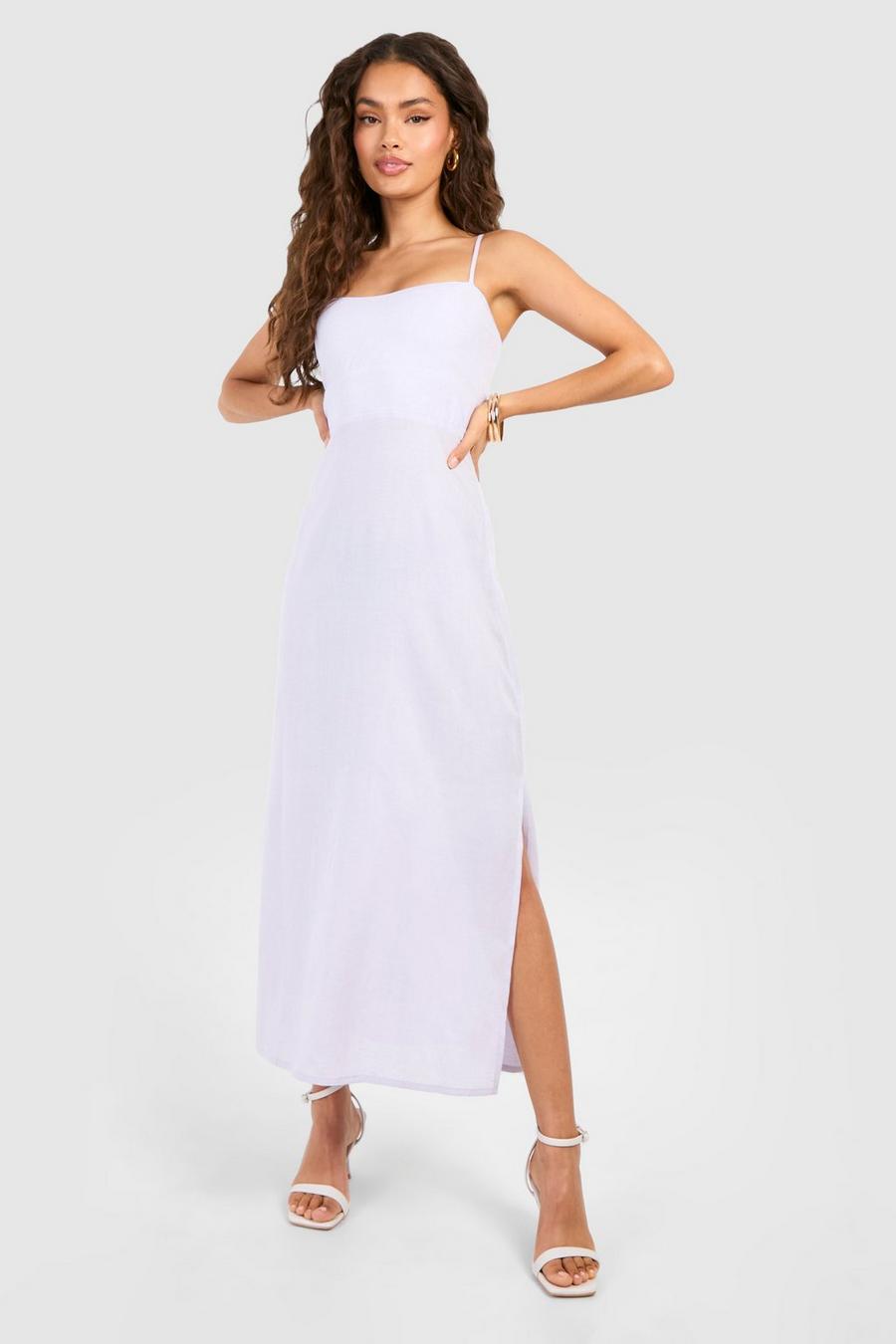 Lilac Linen Strap Detail Maxi Dress image number 1
