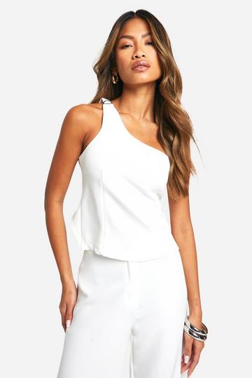 Plunge Front Open Back Fitted Waistcoat ivory