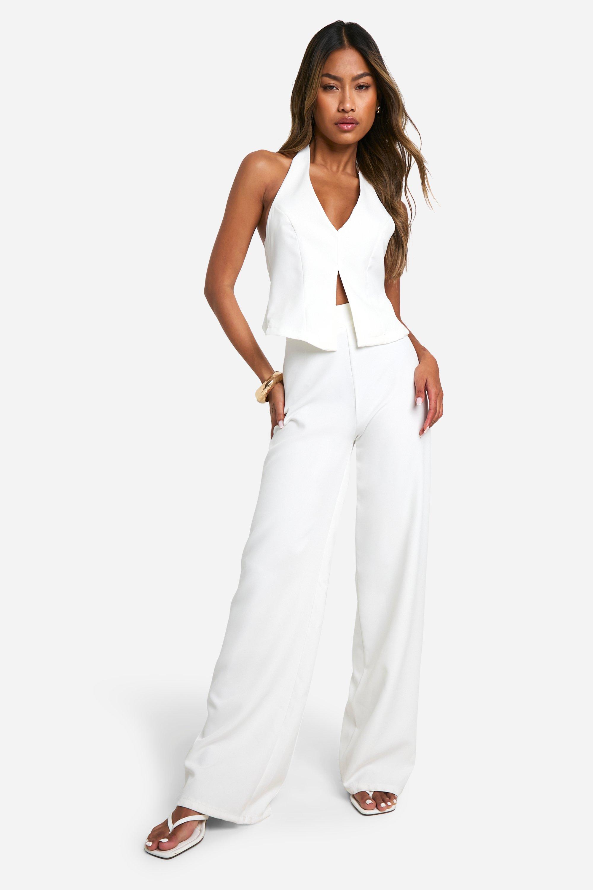 Boohoo white trousers shop