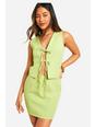 Soft lime Relaxed Fit Tie Front Vest