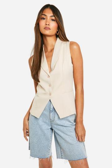 Split Hem Longline Vest sand