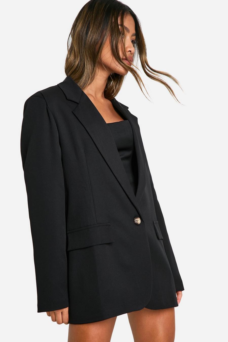 Black Oversized Relaxed Fit Blazer image number 1