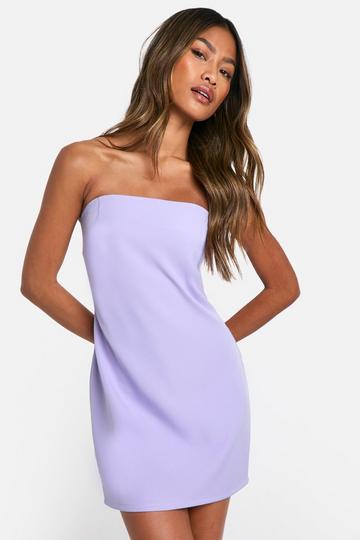 Lilac Purple Bandeau Fitted Micro Mini Dress