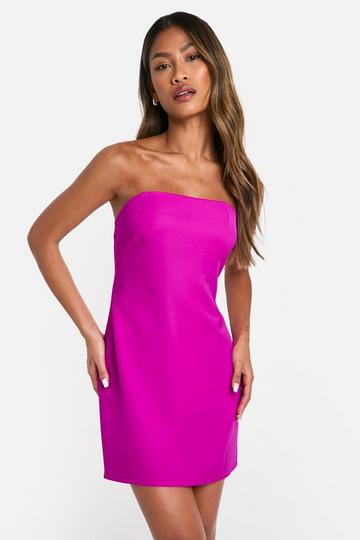 Magenta Pink Bandeau Fitted Micro Mini Dress