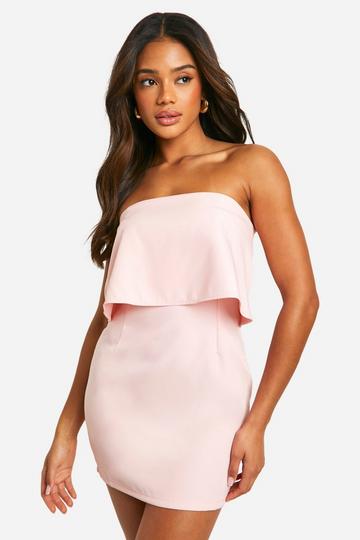 Pink Bandeau Overlay Fitted Micro Mini Dress