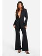 Black Split Ankle Fit & Flare Tailored Trousers