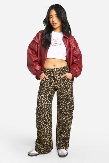 Petite Leopard Denim DSGN Cargo Jeans leopard