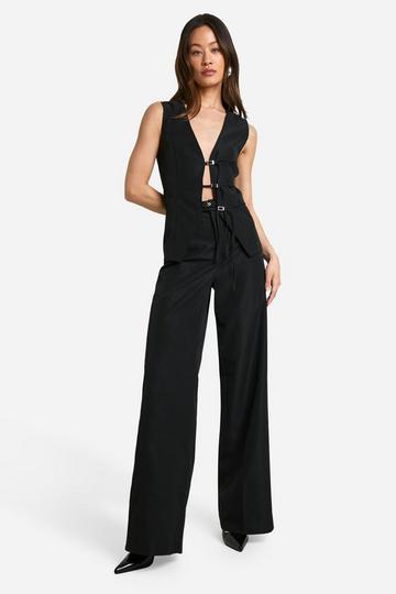Tall Belted Wide Leg Trousers black