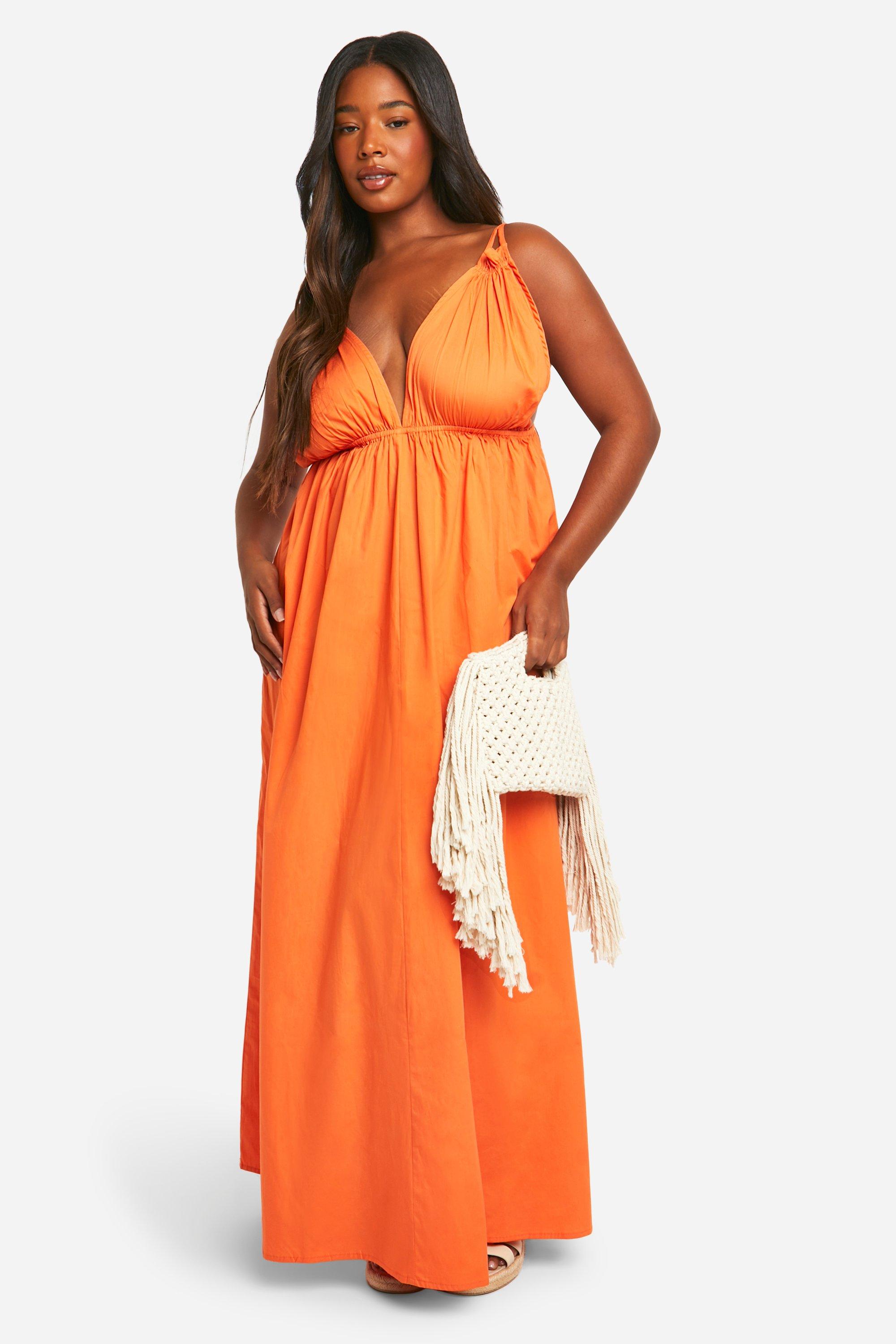 Boohoo orange maxi dress best sale