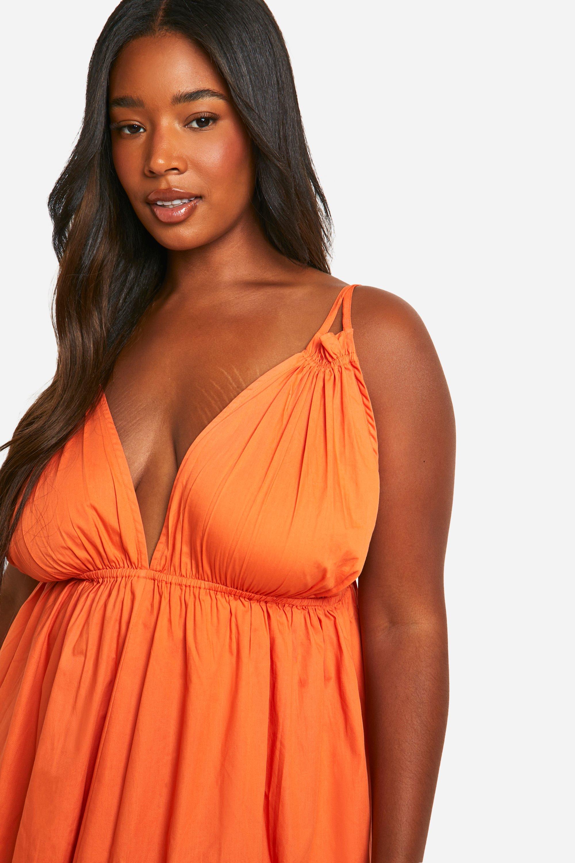 Plus Cotton Poplin Strappy Maxi Dress