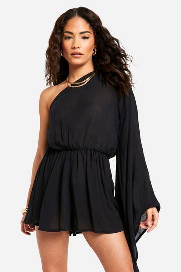 Black Petite Extreme Flare Sleeve Flippy Romper