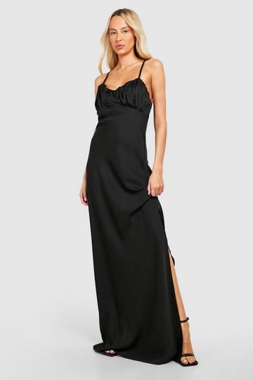 Tall Satijnen Maxi Jurk Met Buste Detail black