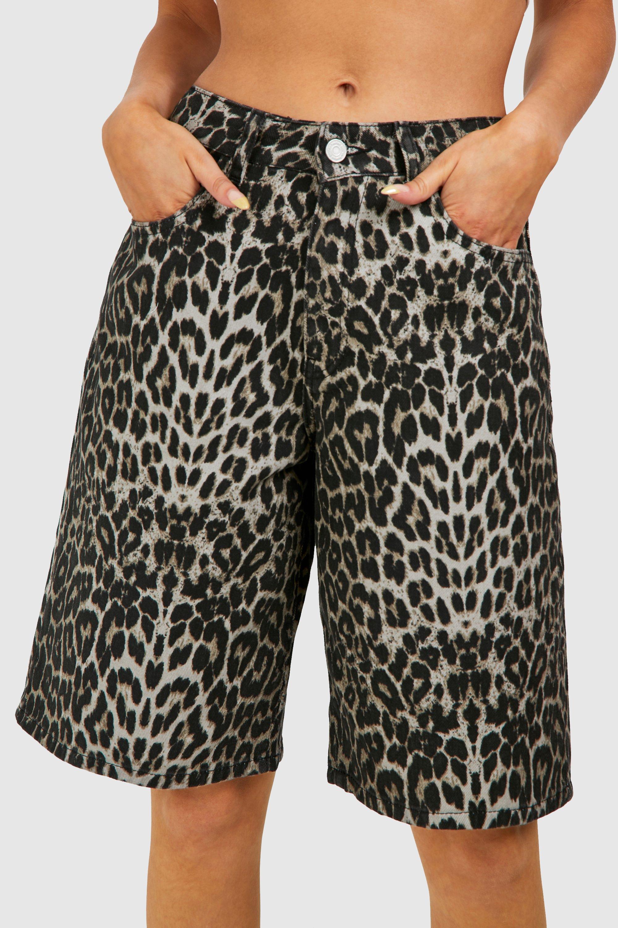 Leopard print jean shorts on sale