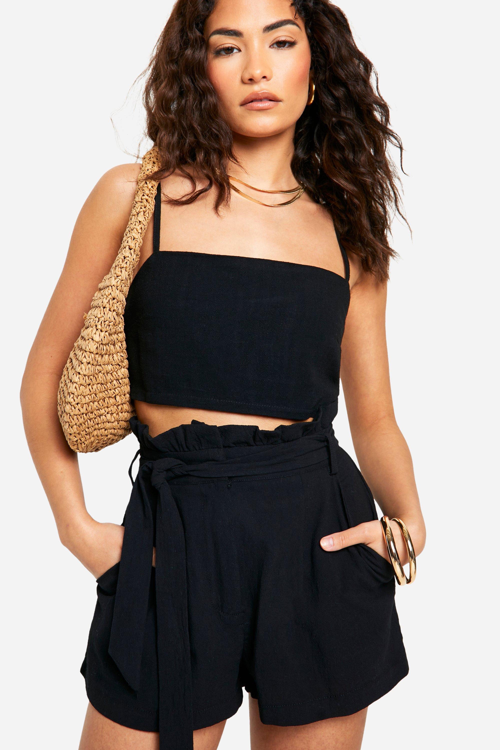 Petite Paperbag Waist Shorts boohoo IE