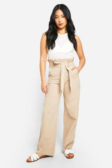 Petite Paperbag Waist Trouser stone