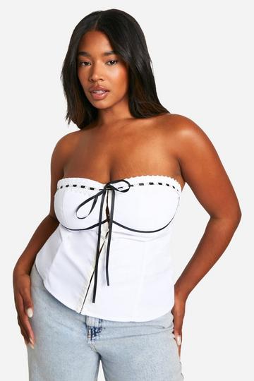 White Plus Contrast Stitch Lace Corset