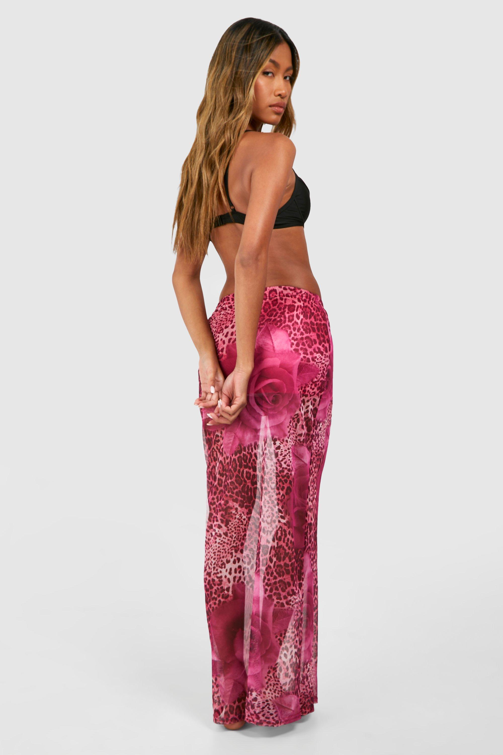 Pink leopard print maxi skirt best sale