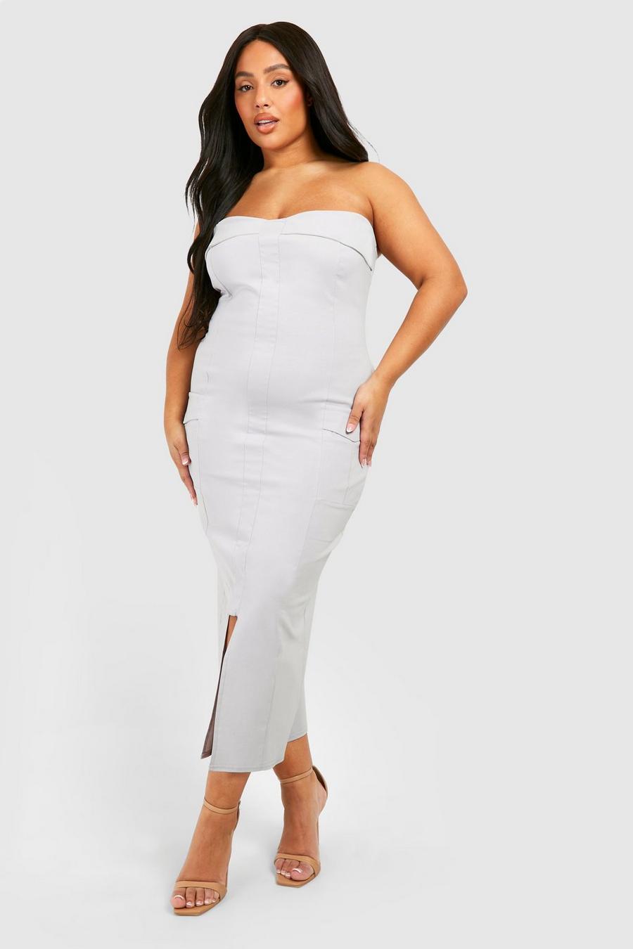 Grande taille - Robe mi-longue utilitaire, Ice grey image number 1