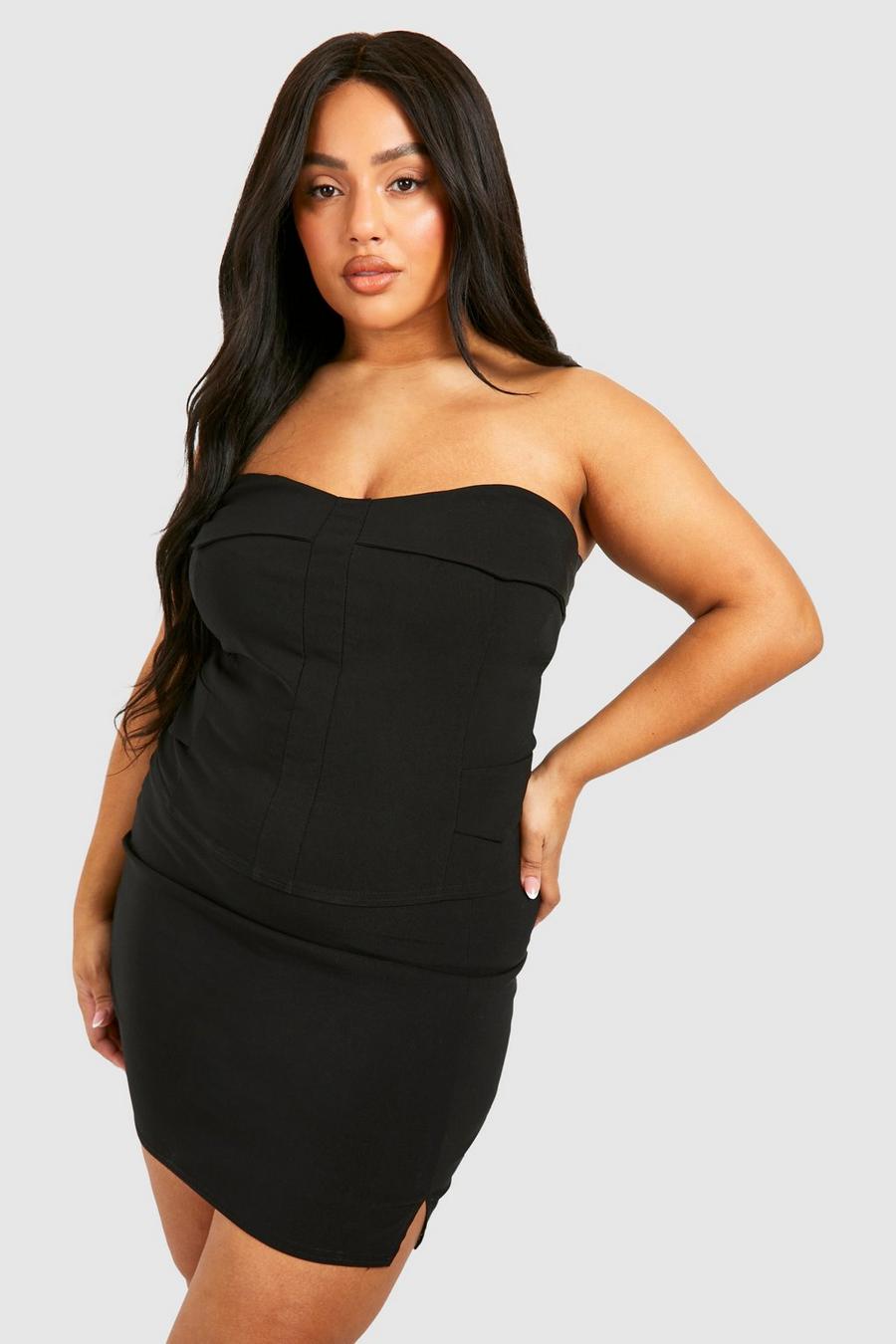 Top a fascia Plus Size in bengalina, Black image number 1