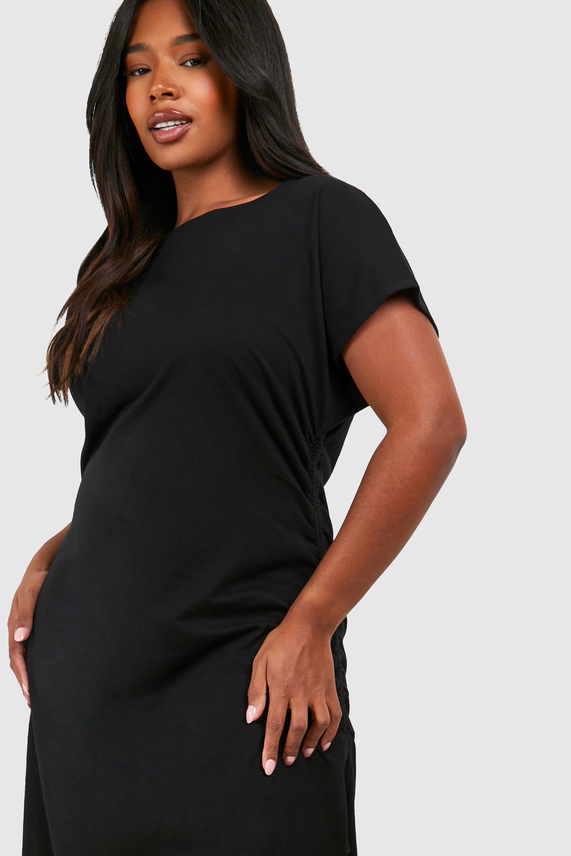 Cotton tee shirt dress plus size online